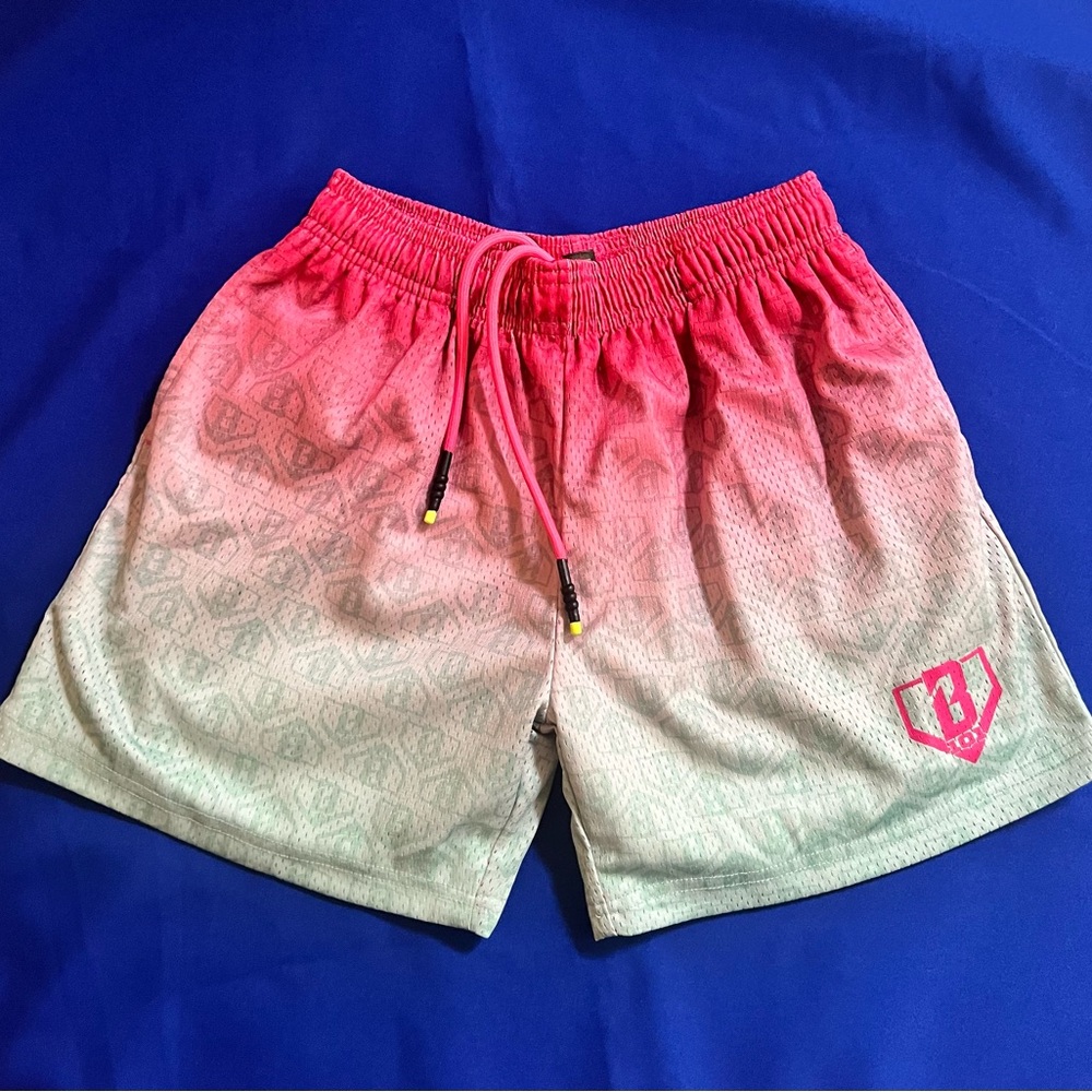 Vibrant Pink and Gray Athletic Shorts